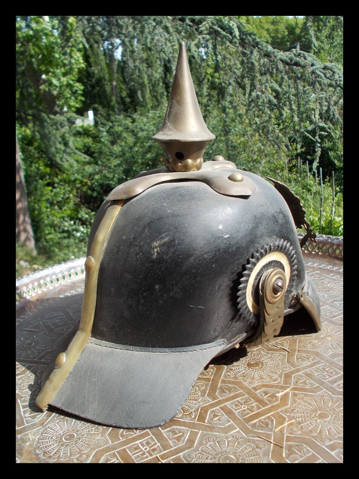 Ancien casque à pointe allemand marqué 1870 WW1 14-18
