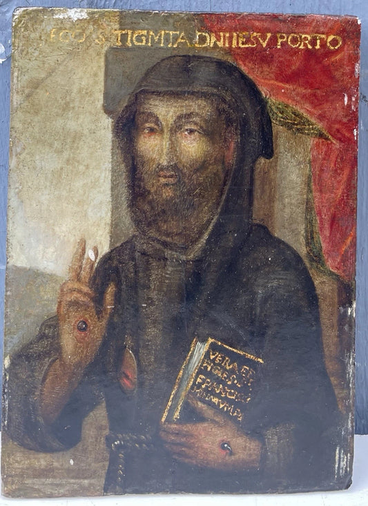 Tableau Religieux Ancien Huile Bois Portrait Saint Renaissance XVIe-XVIIe