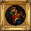 XIXème Huile Tondo sur cuivre d'après le vieux maître italien Raphaël  Cadre doré ancien