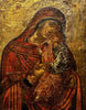 Ancienne Icône Russe Orthodoxe Portrait Vierge Enfant Jésus Peinture Religieuse
