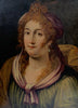 Tableau Ancien Huile Portrait Femme Reine Bijoux Renaissance Fontainebleau XVIe