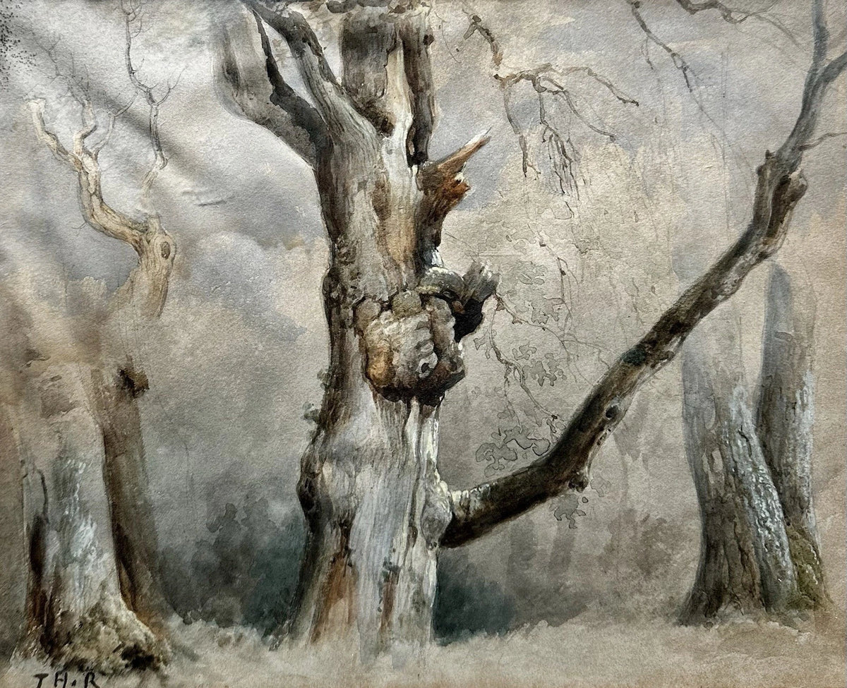 Dessin Ancien Paysage Arbres Barbizon Tableau 19ème Monogramme Théodore ROUSSEAU