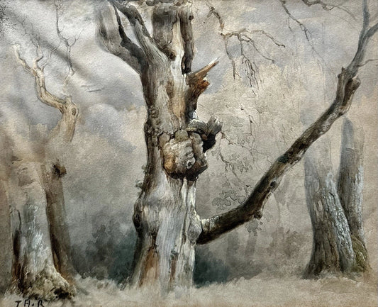 Dessin Ancien Paysage Arbres Barbizon Tableau 19ème Monogramme Théodore ROUSSEAU