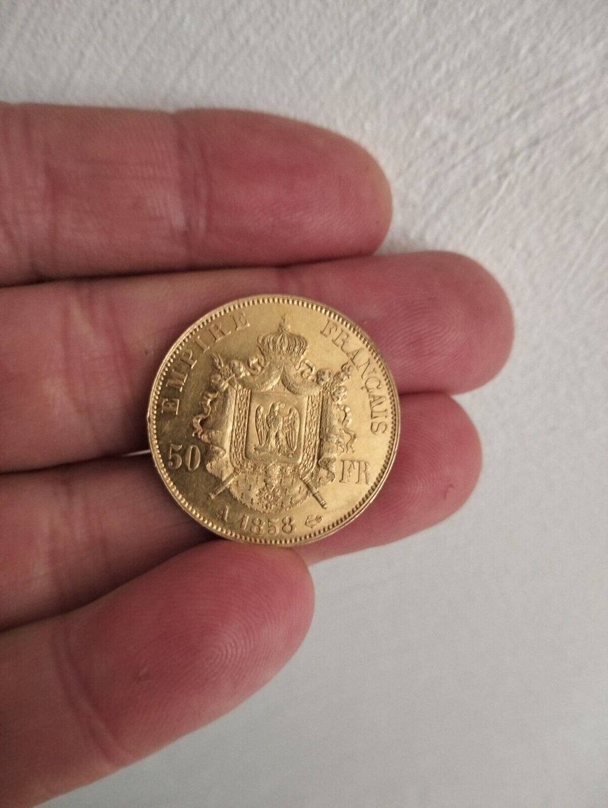 Piece de 50 francs or napoléon 3 , 1858a