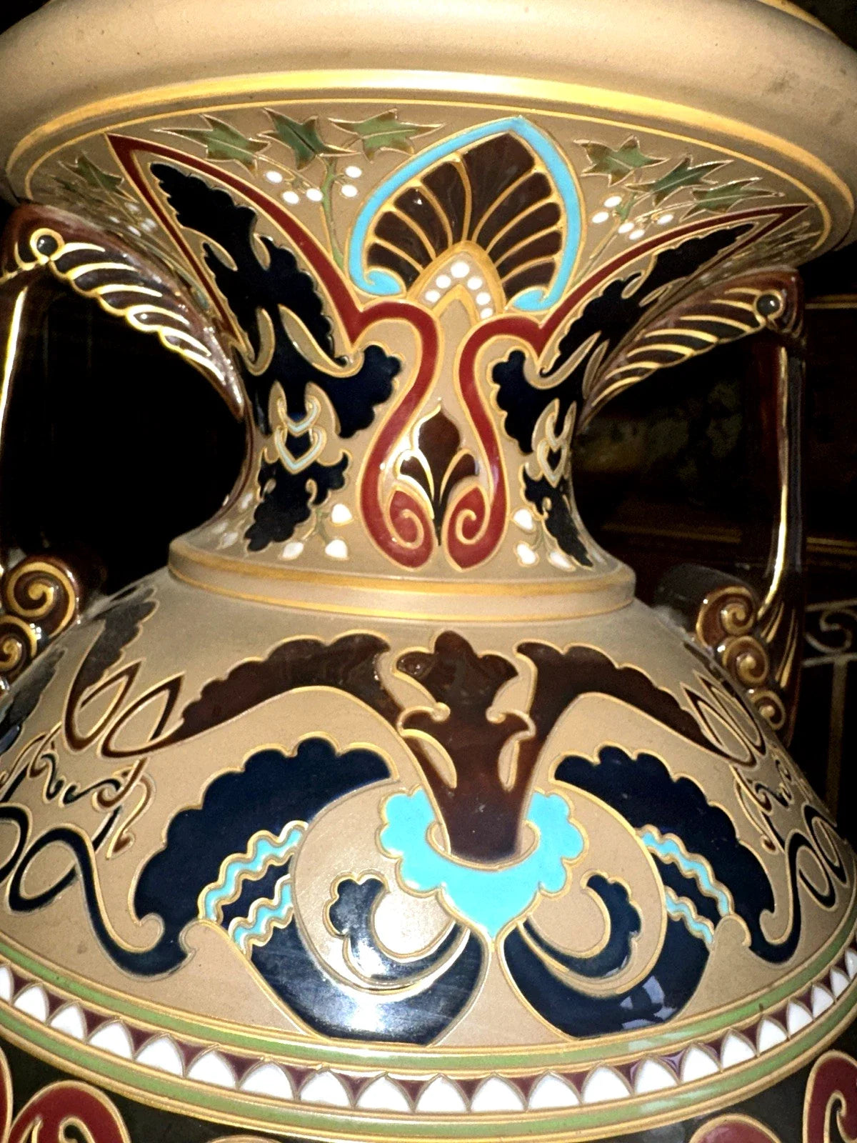 MAGNIFIQUE GRAND VASE EN GRES BYSANTIN SARREGUEMINES no 831