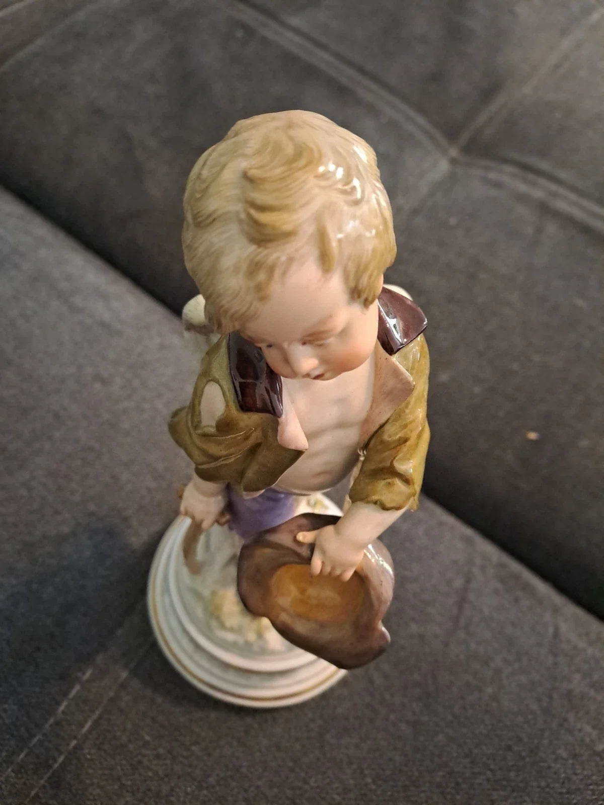 Ancien Sujet Sculpture Ange Statue Porcelaine Meissen Germany 18ème 19ème