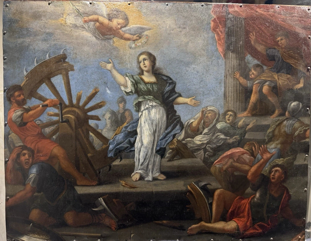 Ecole XVIIe vers 1600 Sainte Catherine tableau ancien old masters huile