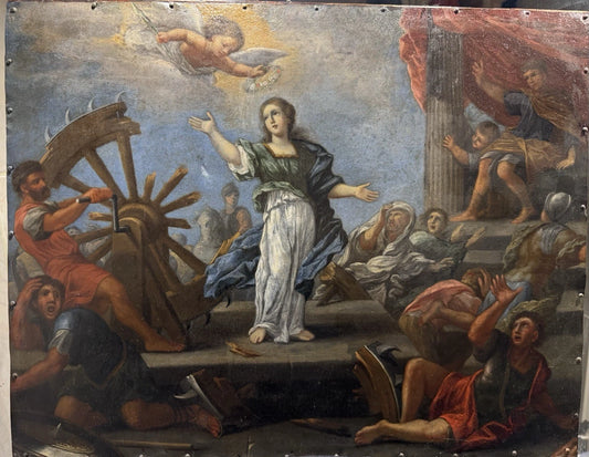 Ecole XVIIe vers 1600 Sainte Catherine tableau ancien old masters huile