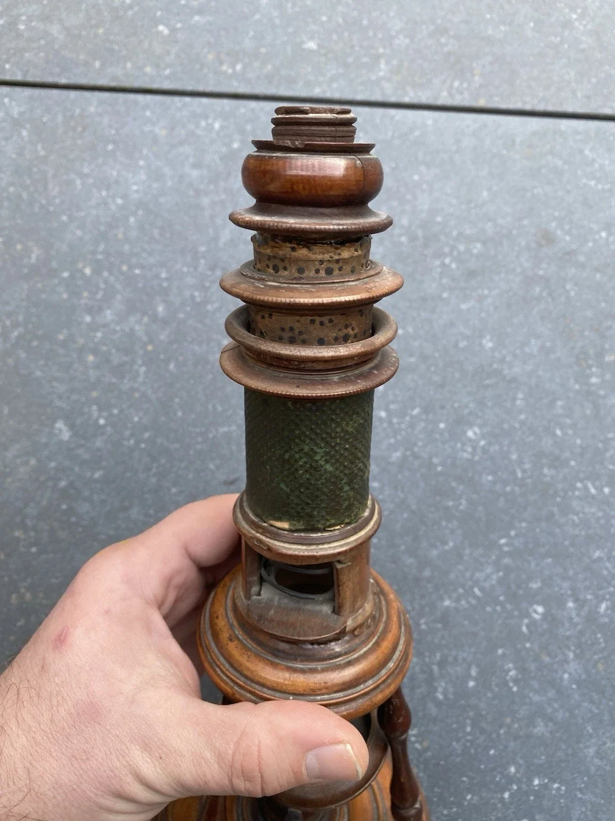 Ancien microscope en bois nuremberg époque xviiieme