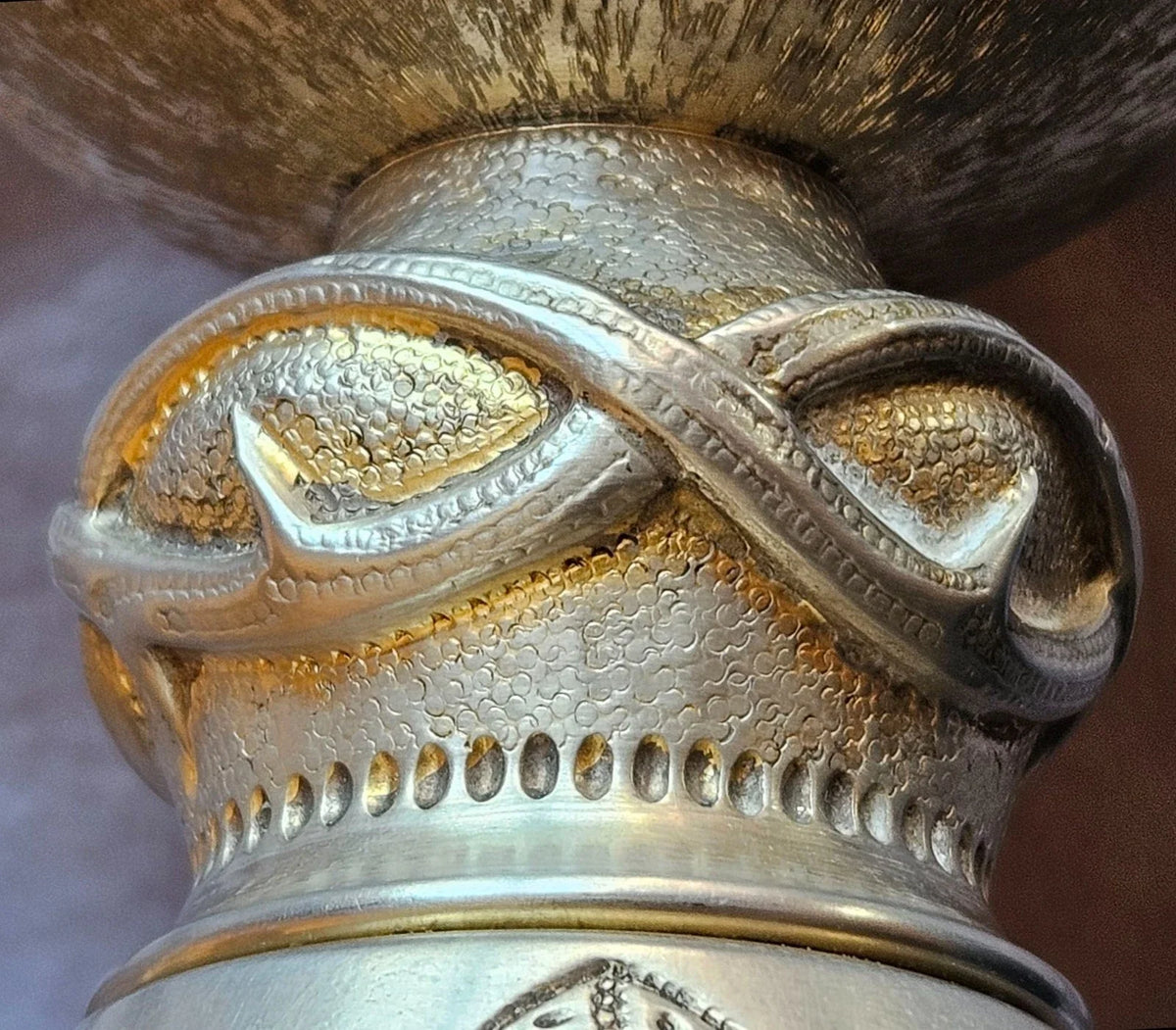 Calice italien en argent massif et restes de dorure  vermeil