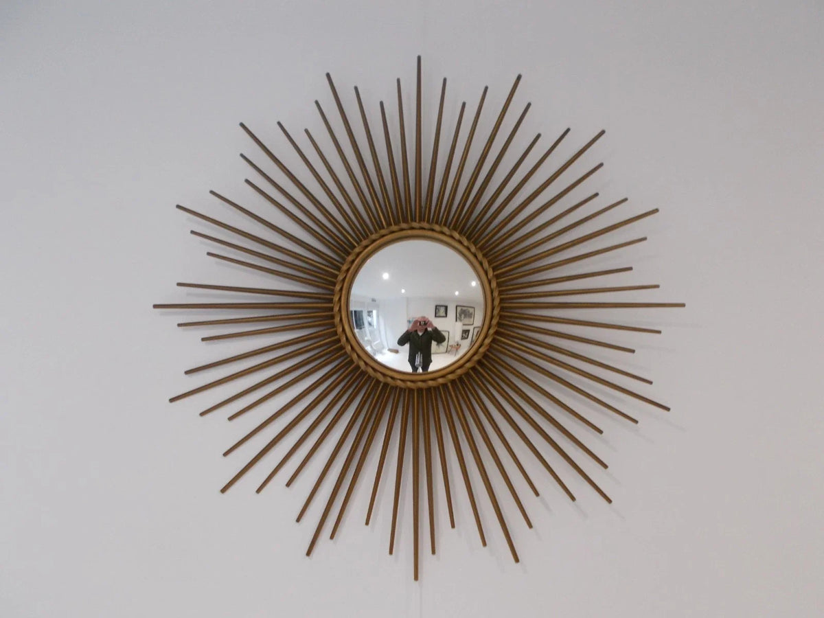 MIROIR OEIL SORCIERE VINTAGE SIGNE CHATY VALLAURIS POILLERAT SUNBURST MIRROR XX
