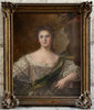 Tableau Ancien Portrait Jeune Femme Noblesse Royauté Peinture Grand Format 19ème