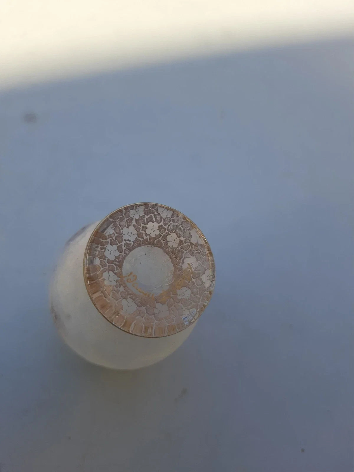 Rare Ancien Petit Vase Daum Nancy Gardeuse D Oies Verre Givré. Bordé D Or.