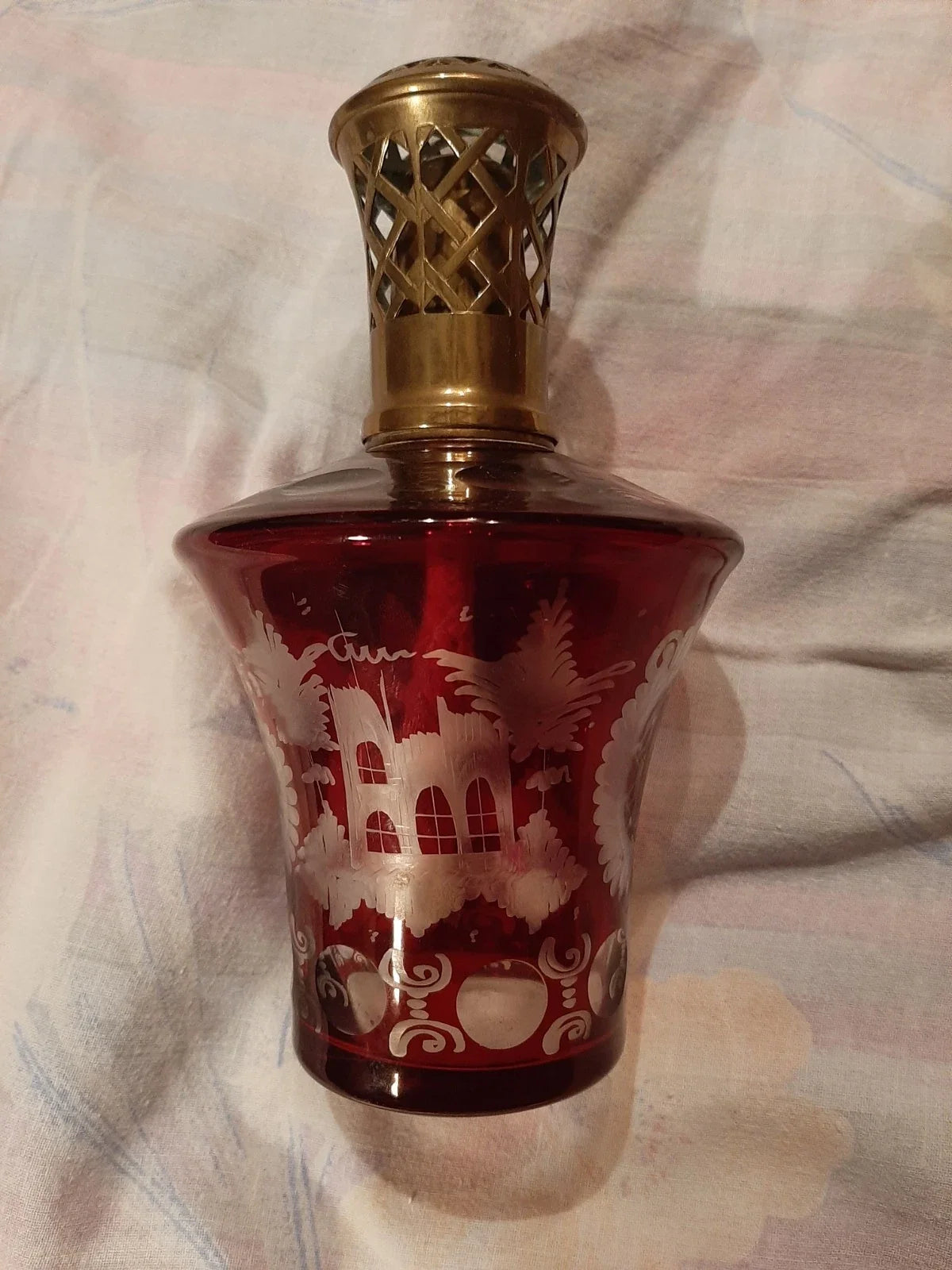ancienne lampe berger st louis,baccarat, bohème 19 ème siècle