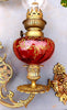Magnifique paire de lampes , 2 x 2 toupies de piano a petrole tube verre émaillé
