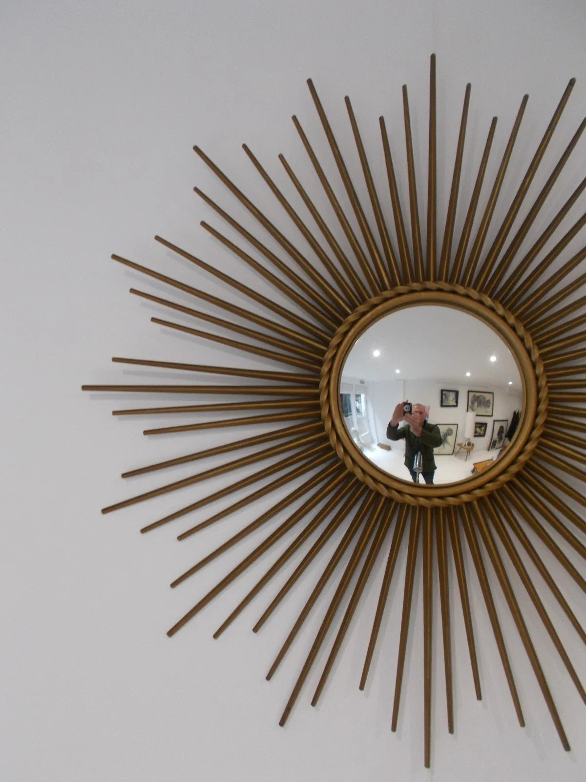 MIROIR OEIL SORCIERE VINTAGE SIGNE CHATY VALLAURIS POILLERAT SUNBURST MIRROR XX