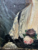 Tableau Ancien 19ème Portrait Femme Fleur Peinture Edouard Manet Impressionniste