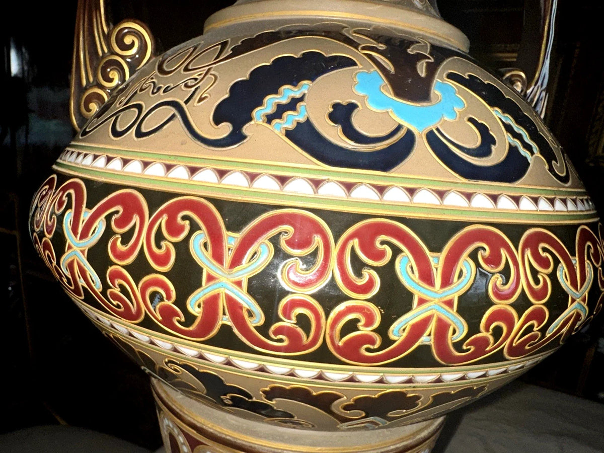 MAGNIFIQUE GRAND VASE EN GRES BYSANTIN SARREGUEMINES no 831