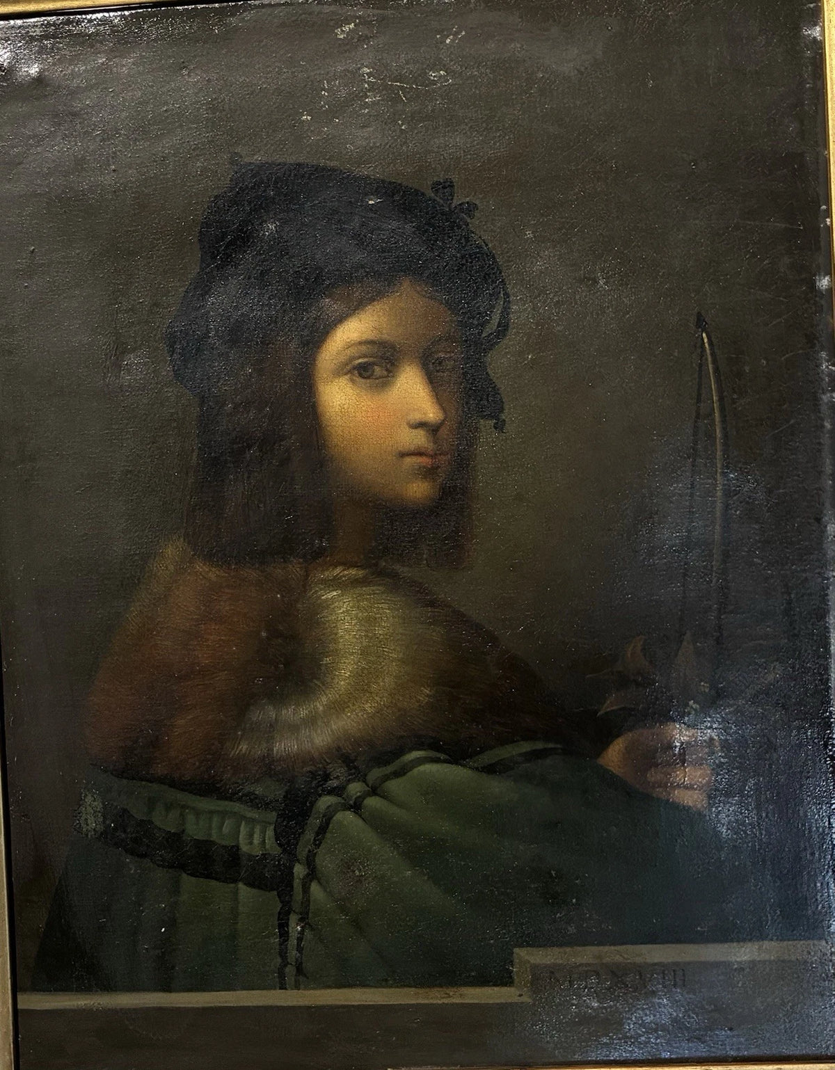 Tableau Ancien Huile Portrait Joueur de Violon Homme Renaissance Raphael XIXe
