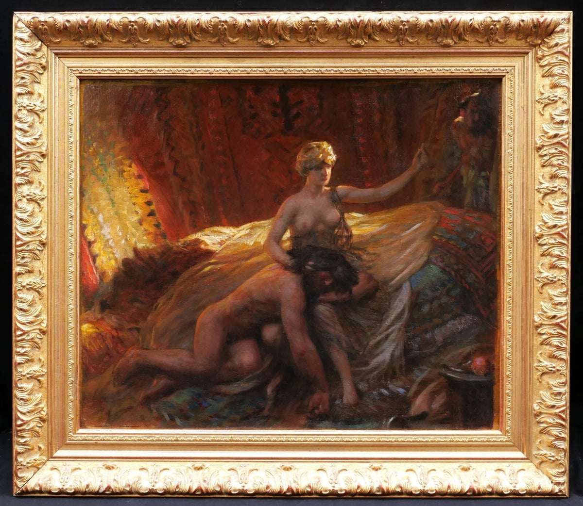 Tableau encadré scène religieuse Samson et Dalila Bible Georges Rochegrosse