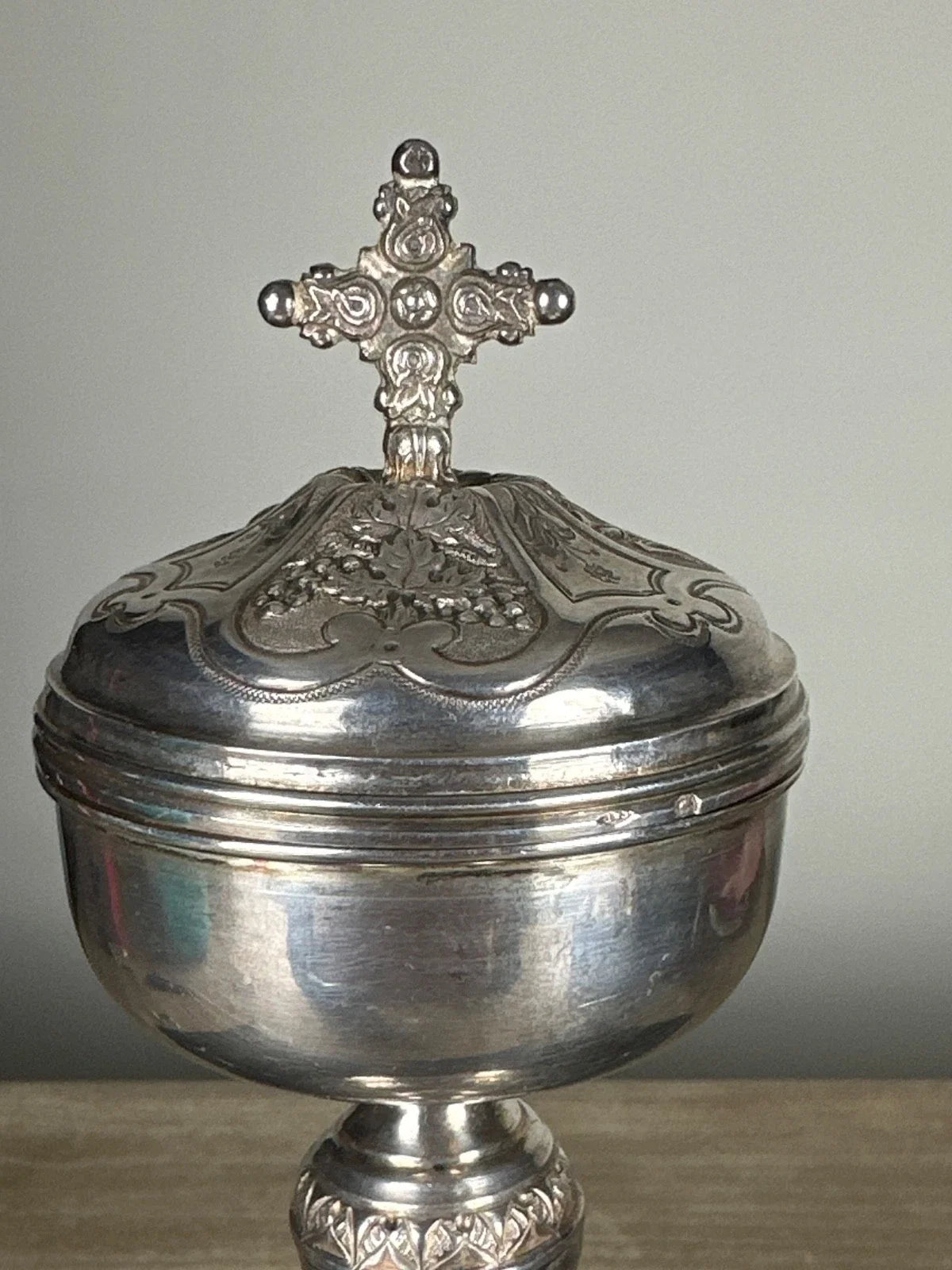 Ancien ciboire argent massif coffret boite Favier Frères LYON Messe Religieux