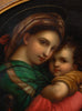 XIXème Huile Tondo sur cuivre d'après le vieux maître italien Raphaël  Cadre doré ancien