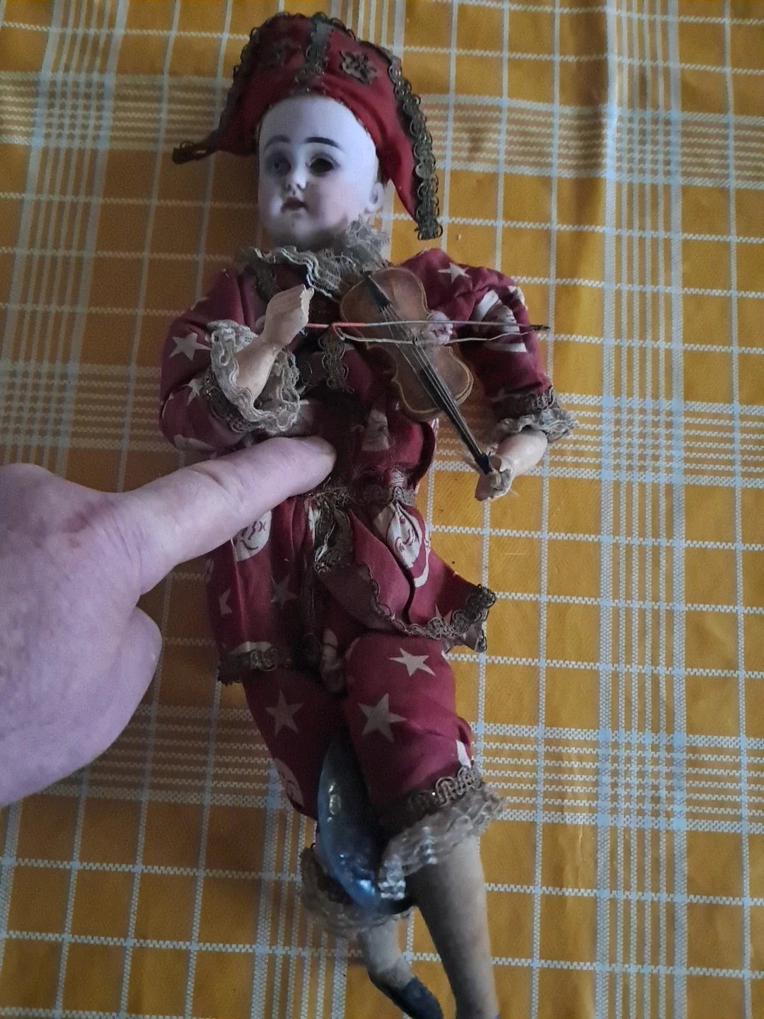 Poupee Automate, Musical. Tete Porcelaine Ancien
