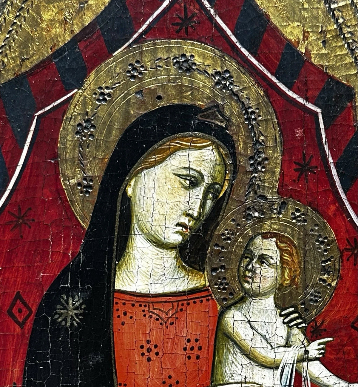 Tableau Ancien Vierge à l’Enfant Jésus Peinture Religieuse Retable Renaissance