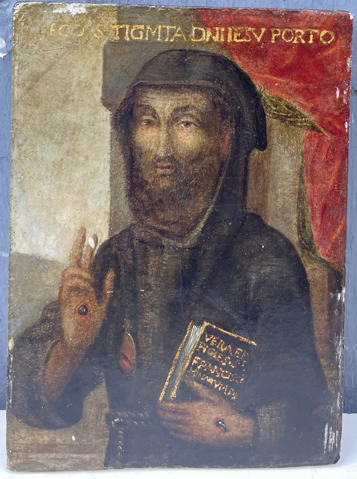 Tableau Religieux Ancien Huile Bois Portrait Saint Renaissance XVIe-XVIIe