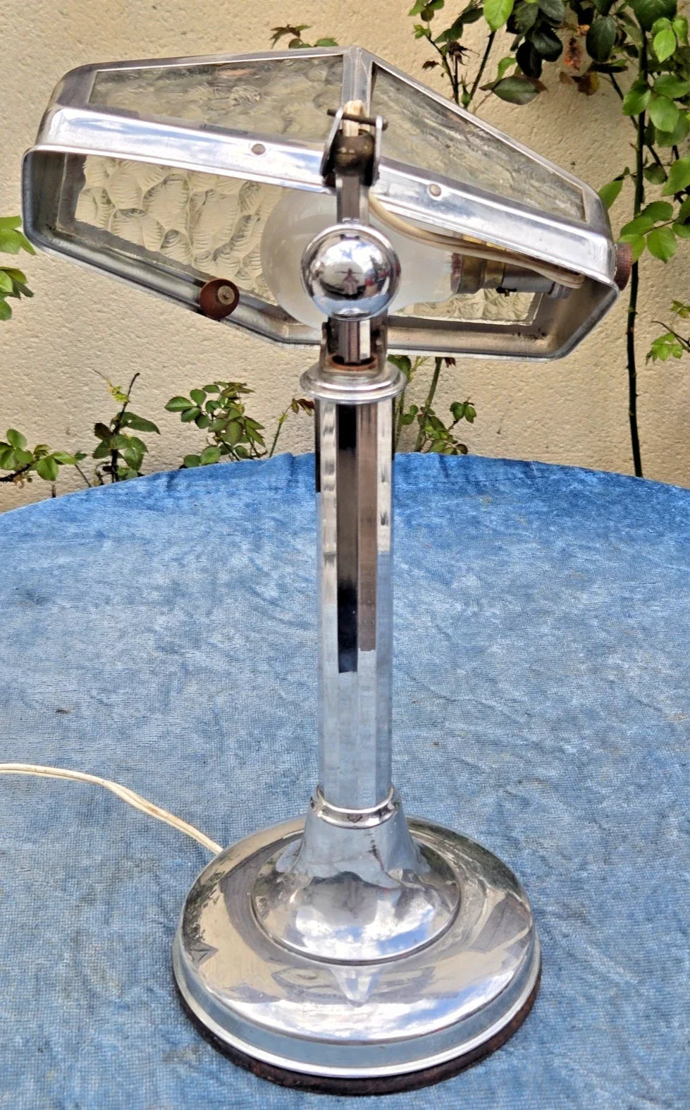 Belle lampe de bureau ancienne chromée pirouett