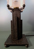 Lampe art deco, skyscraper, building. Fer forgé, muller lunéville.