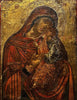 Ancienne Icône Russe Orthodoxe Portrait Vierge Enfant Jésus Peinture Religieuse