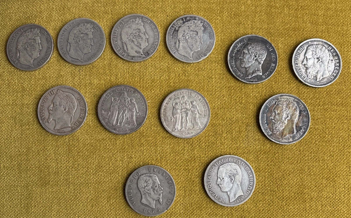 Lot 35 pièces anciennes argent ecu xix ème nap 3 louis philippe leopold hercule