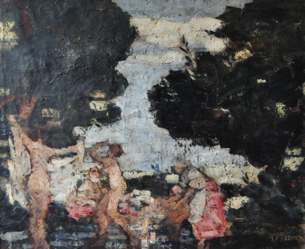 Toile louis leydet les baigneuses école provençale