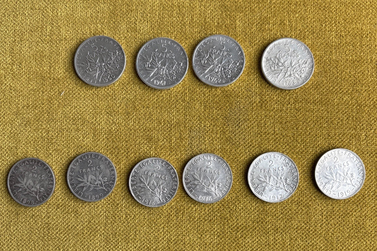 Lot 35 pièces anciennes argent ecu xix ème nap 3 louis philippe leopold hercule