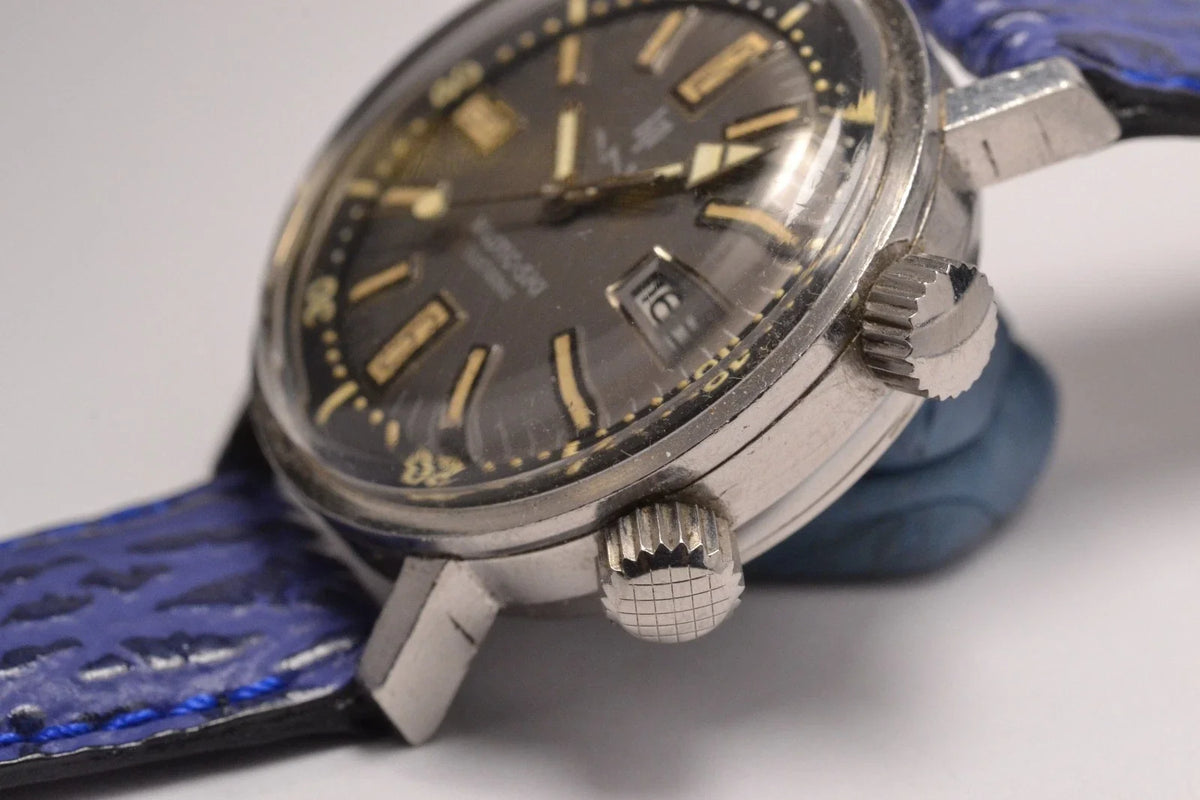 MONTRE ANCIENNE LIP NAUTIC SKI COMPRESSOR R184 1967 FRENCH STAINLESS STEEL WATCH