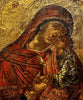 Ancienne Icône Russe Orthodoxe Portrait Vierge Enfant Jésus Peinture Religieuse