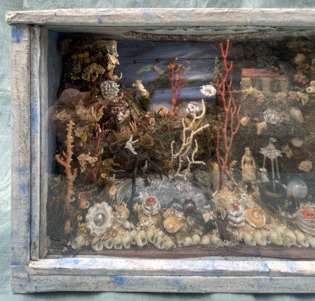 Diorama Verre filé Nevers 19è XIXè Art populaire Paysage Animaux Curiosité Rare