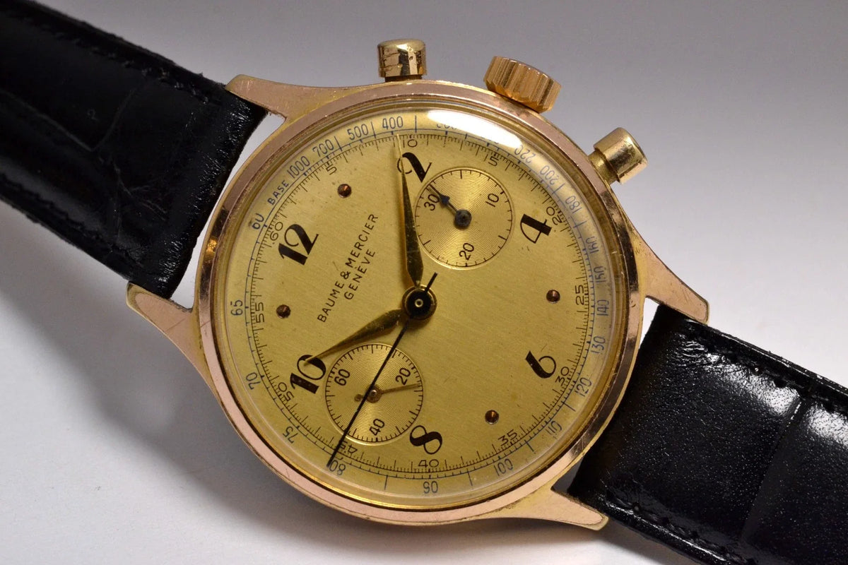 MONTRE CHRONOGRAPHE SUISSE BAUME & MERCIER GENEVE 1960 VINTAGE WATCH