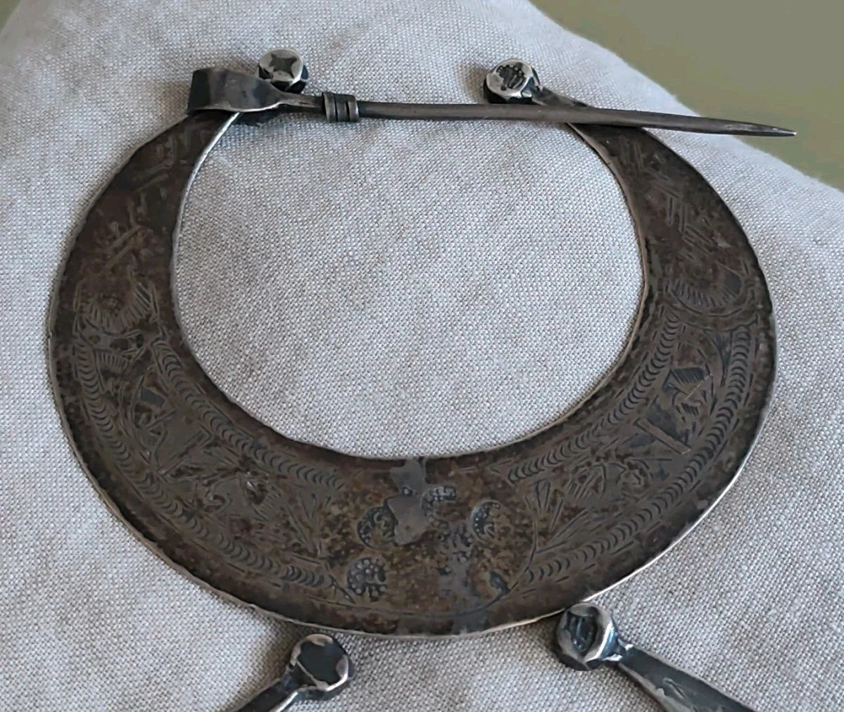 Ancienne paire de fibules berbère argent massif poinçons