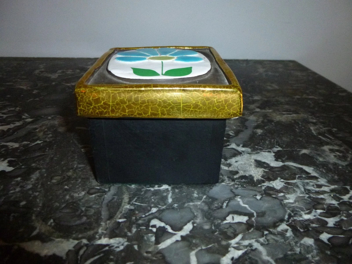Belle boite coffret bijoux Céramique Emaillée Dorée Mithé Espelt 70 Era Lembo