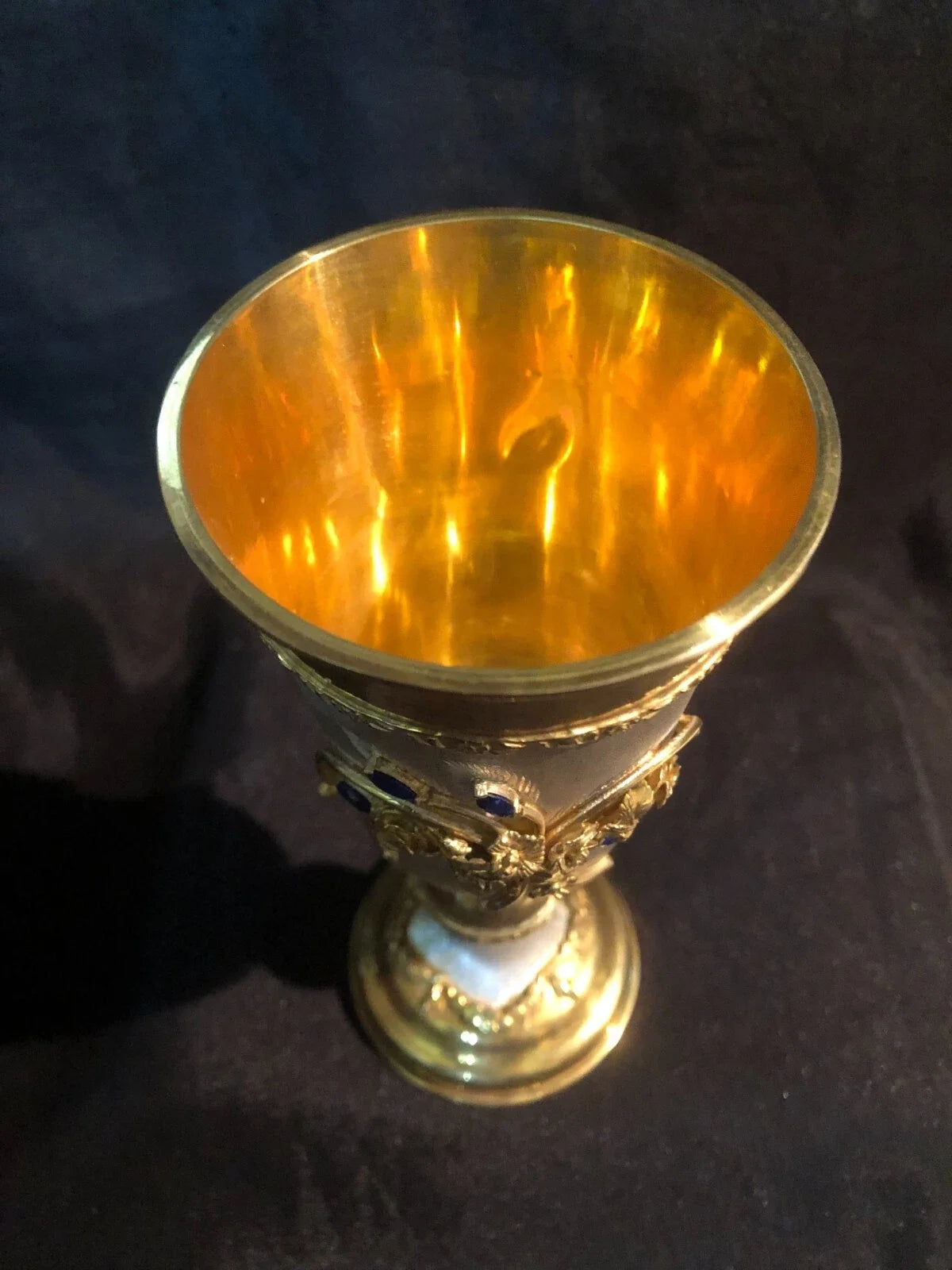 ciboire verre calice vermeil pierre precieuse