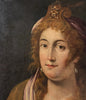 Tableau Ancien Huile Portrait Femme Reine Bijoux Renaissance Fontainebleau XVIe