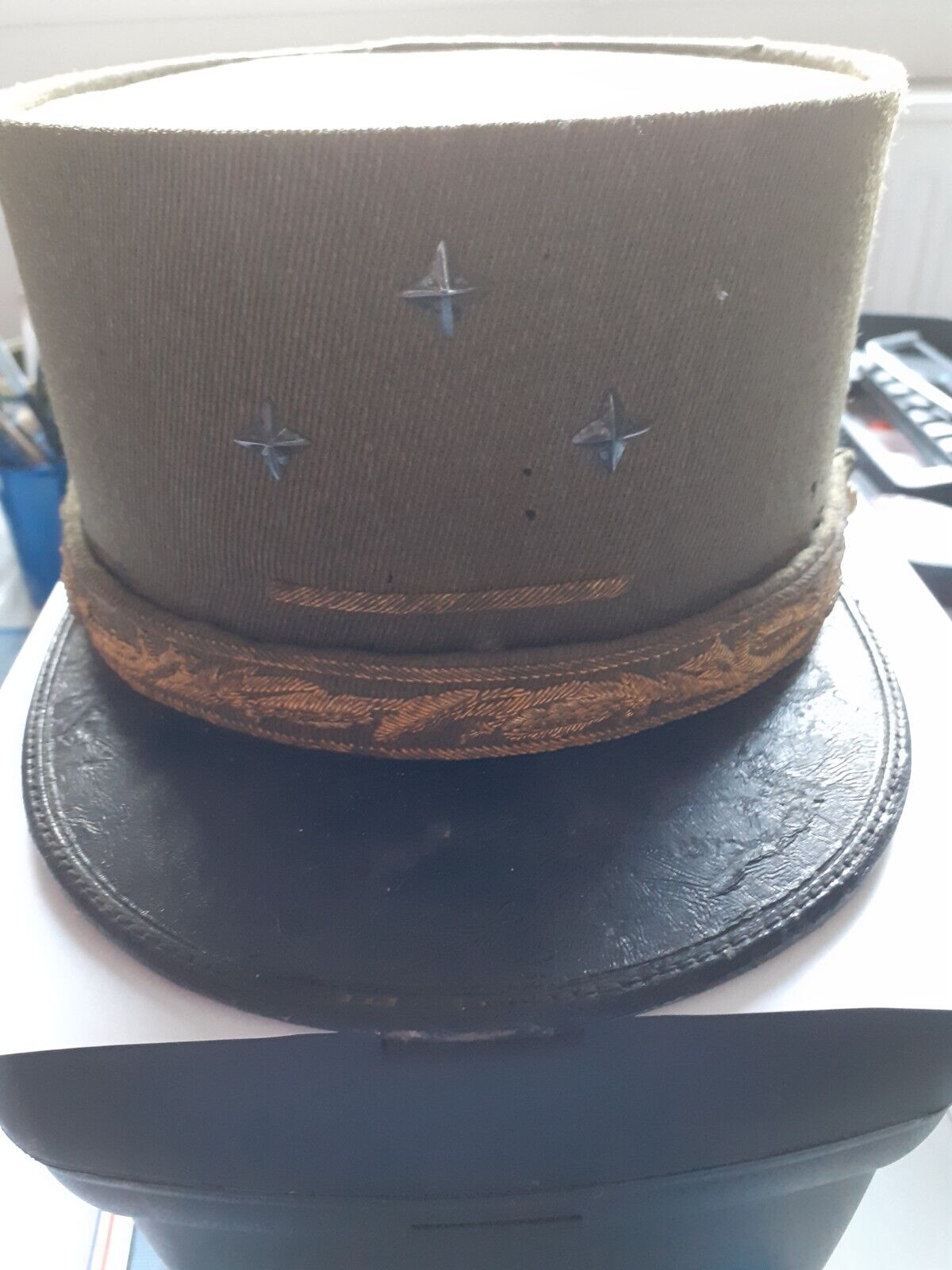 Très  beau et très rare Kepi de campagne d'un général de division (avec barre dorée de commandement supérieur)