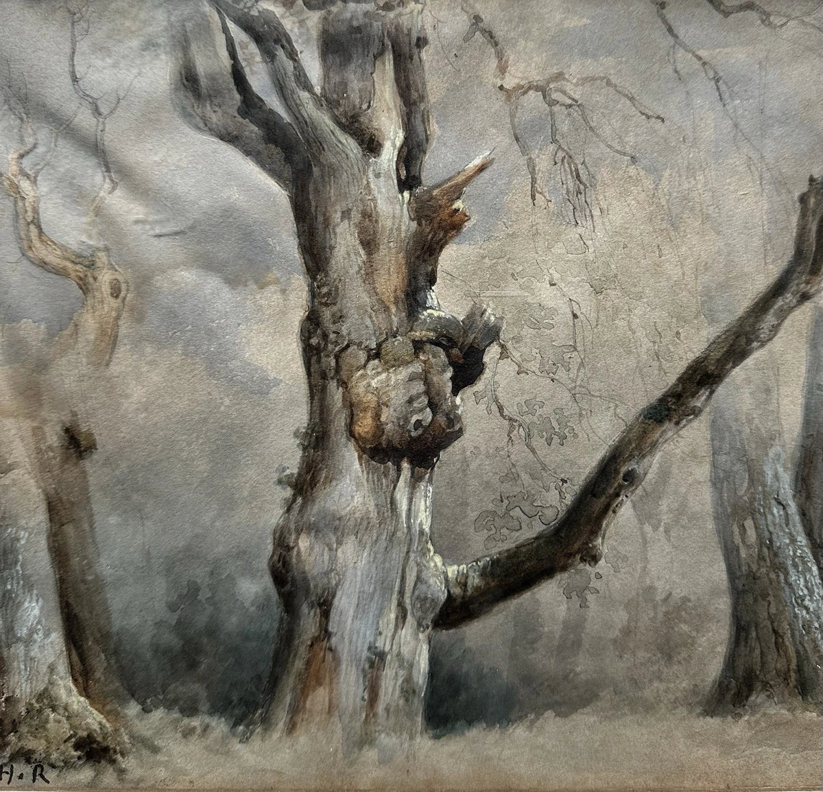 Dessin Ancien Paysage Arbres Barbizon Tableau 19ème Monogramme Théodore ROUSSEAU