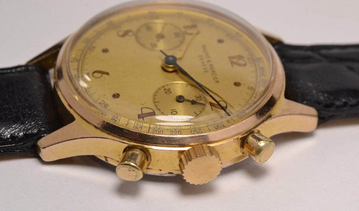 MONTRE CHRONOGRAPHE SUISSE BAUME & MERCIER GENEVE 1960 VINTAGE WATCH
