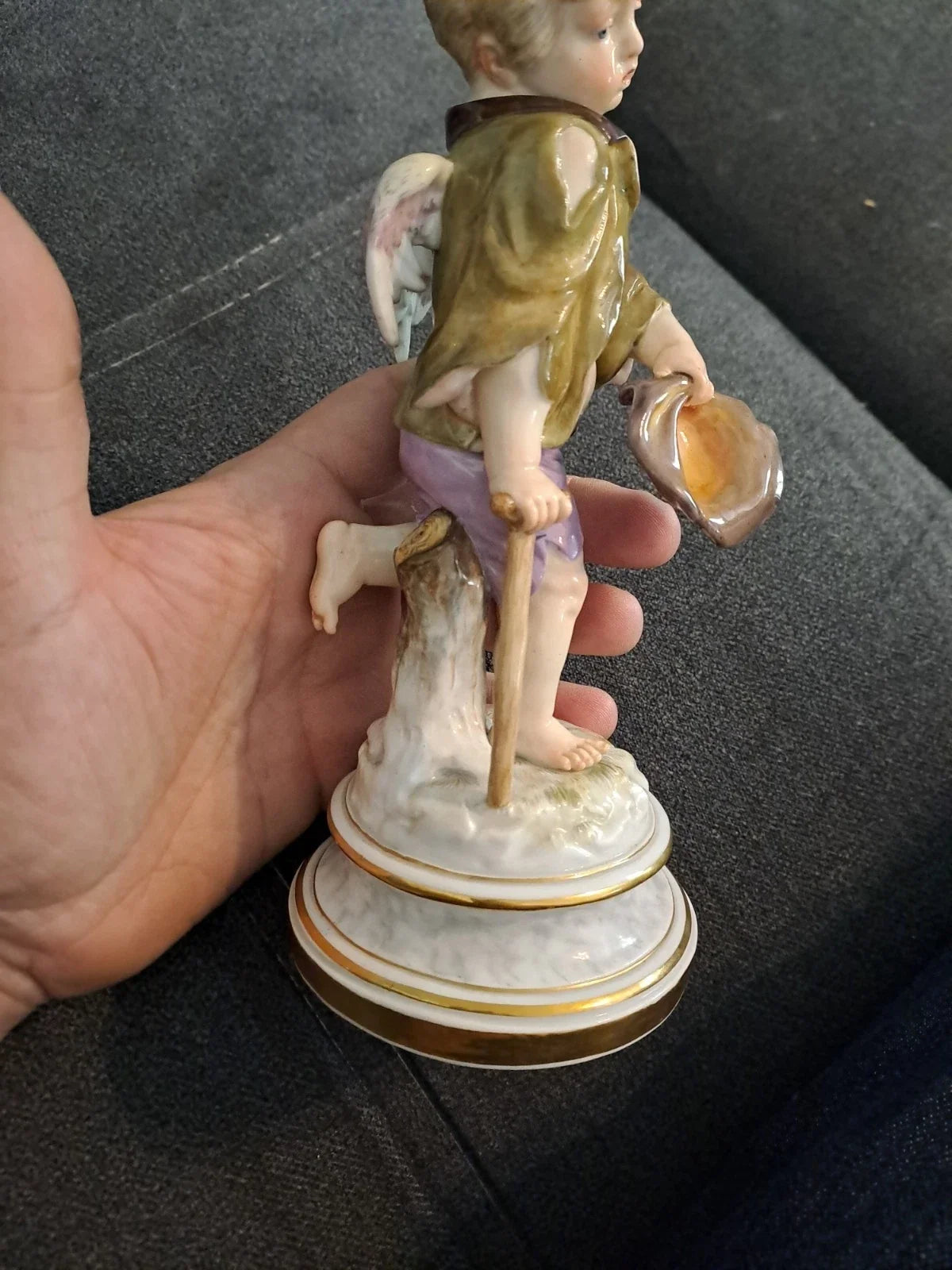Ancien Sujet Sculpture Ange Statue Porcelaine Meissen Germany 18ème 19ème