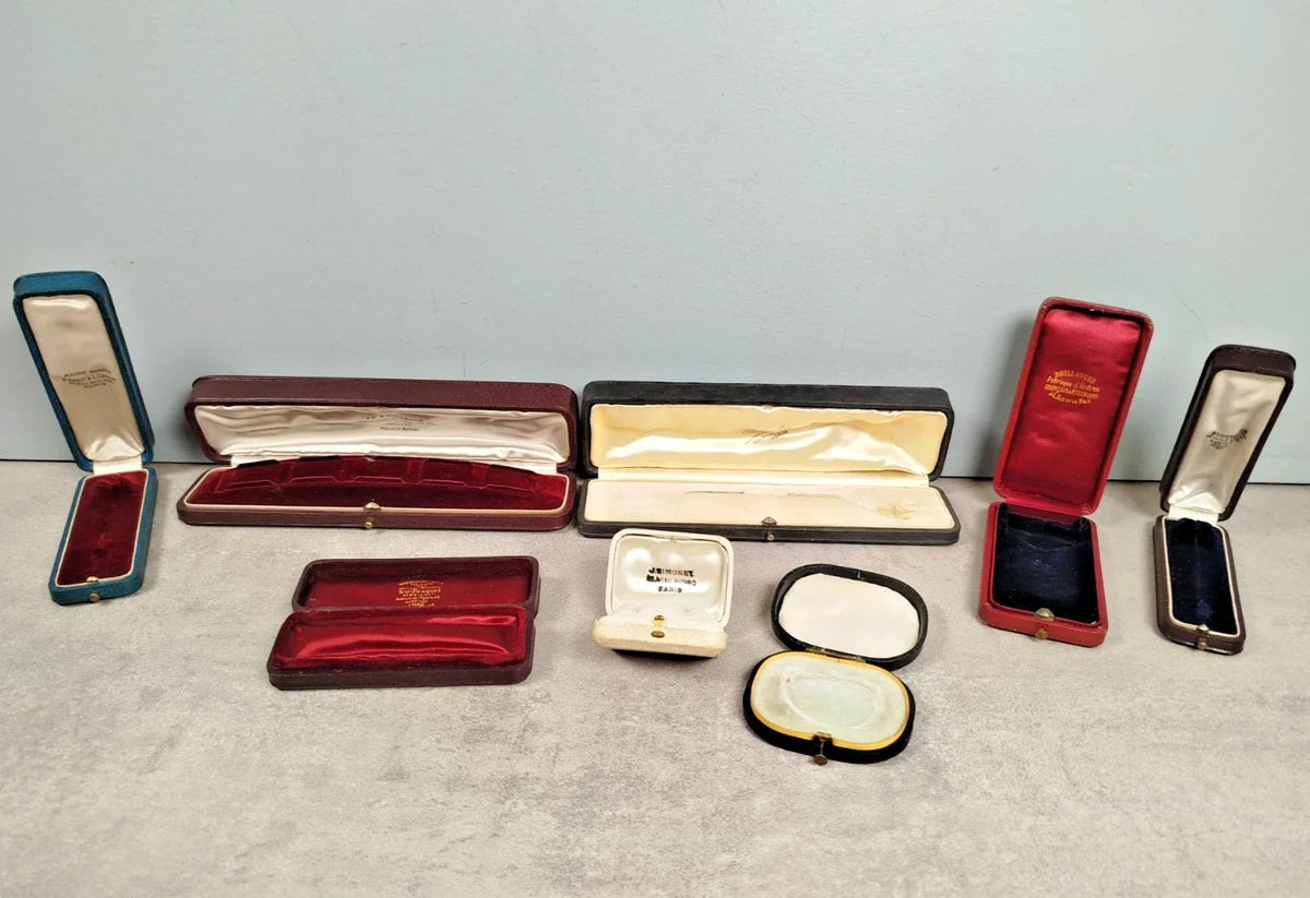Lot de 8 boites ecrin rangement bijoux montres bijouterie joaillerie velour e44