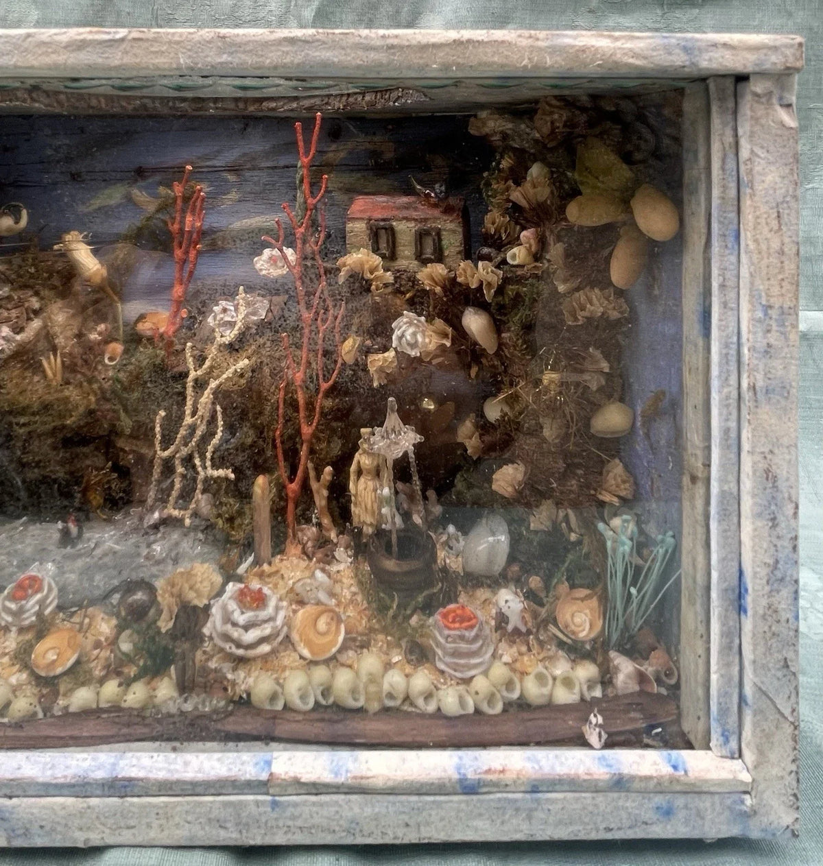Diorama Verre filé Nevers 19è XIXè Art populaire Paysage Animaux Curiosité Rare