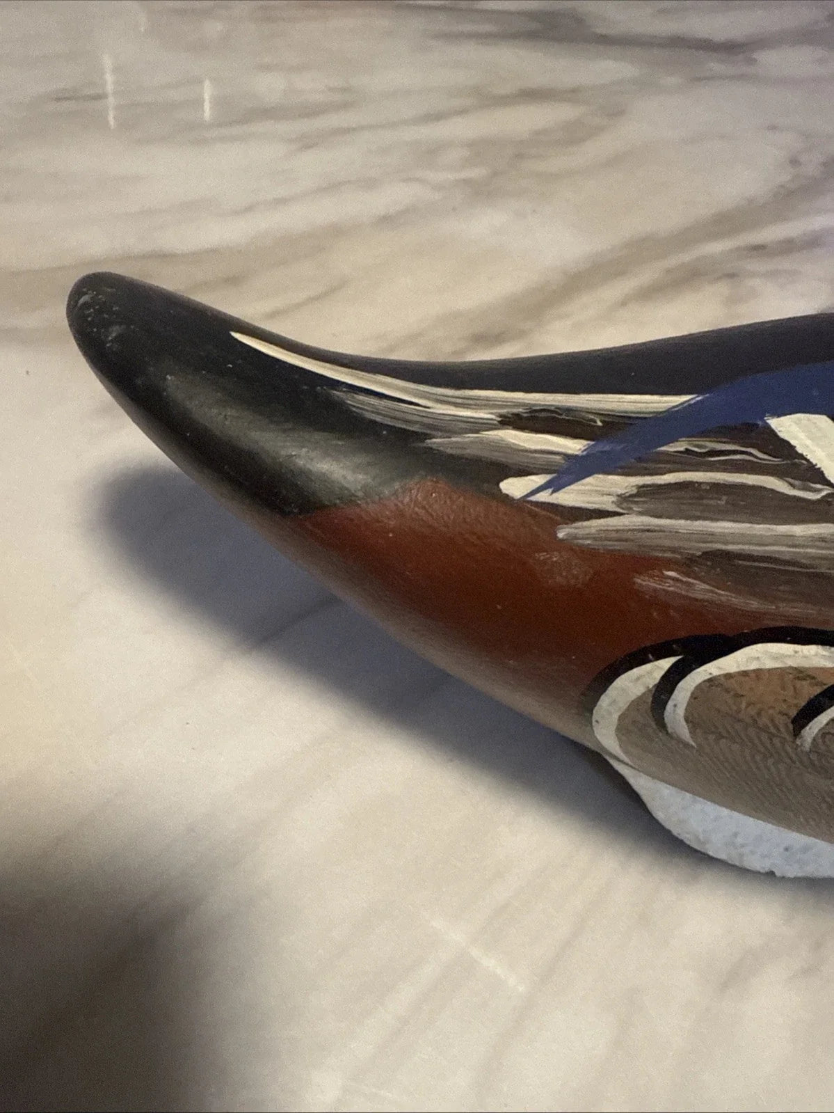 Canard mandarin en bois massif sculpté, leurre vintage du capitaine harry jobes